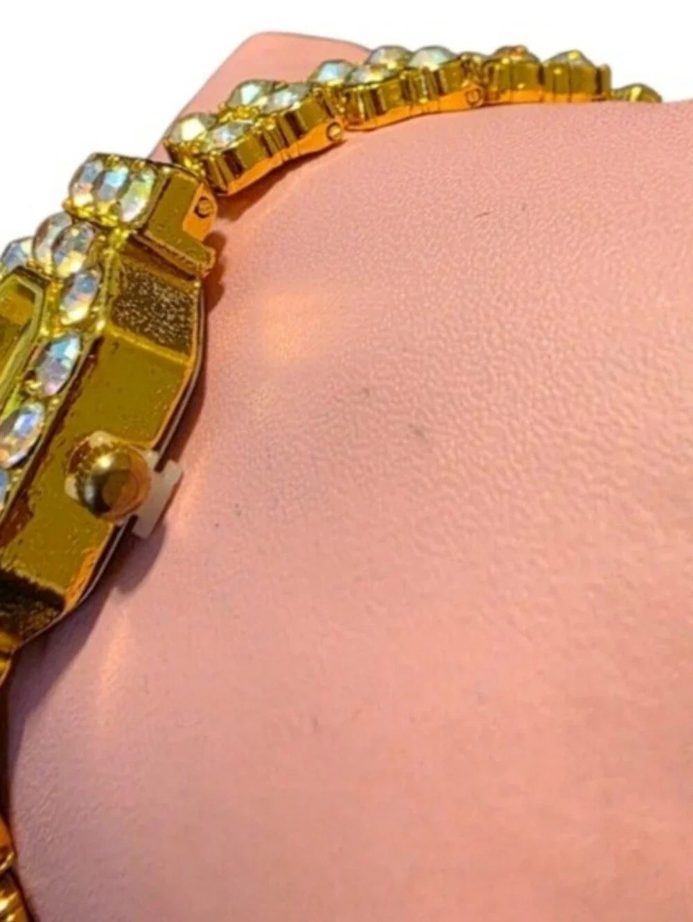 Vintage-Inspired Gold Rhinestone Crystal Statement Watch | Glam Bracelet Watch